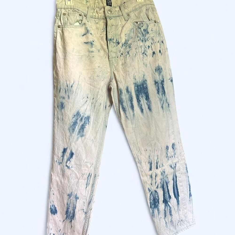 GAP Bleach Wash Acid Wash Blue Denim Jeans Women's Boyfriend Jeans Size L